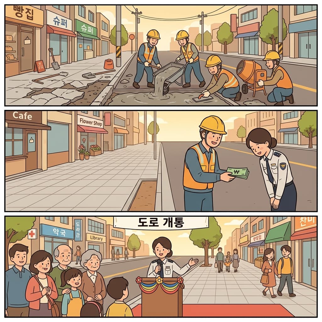시는 공사비를 받은 뒤 보도를 수리했고, 공식 발표를 했다.