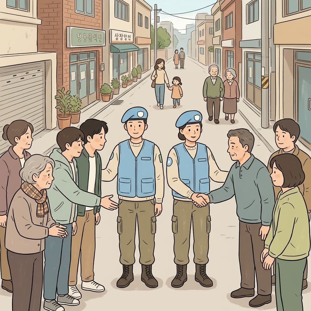 장교는 무엇보다 먼저 평화를 지키는 것이 평화 유지(peacekeeping)라고 모두에게 강조했다. (peace(평화) + keeping(지키는 것) → 평화를 지키는 활동)