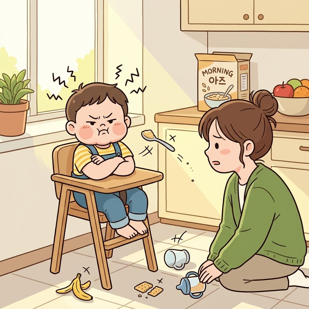 그 애는 뭘 줘도 짜증만 내며 다 밀어낸다.