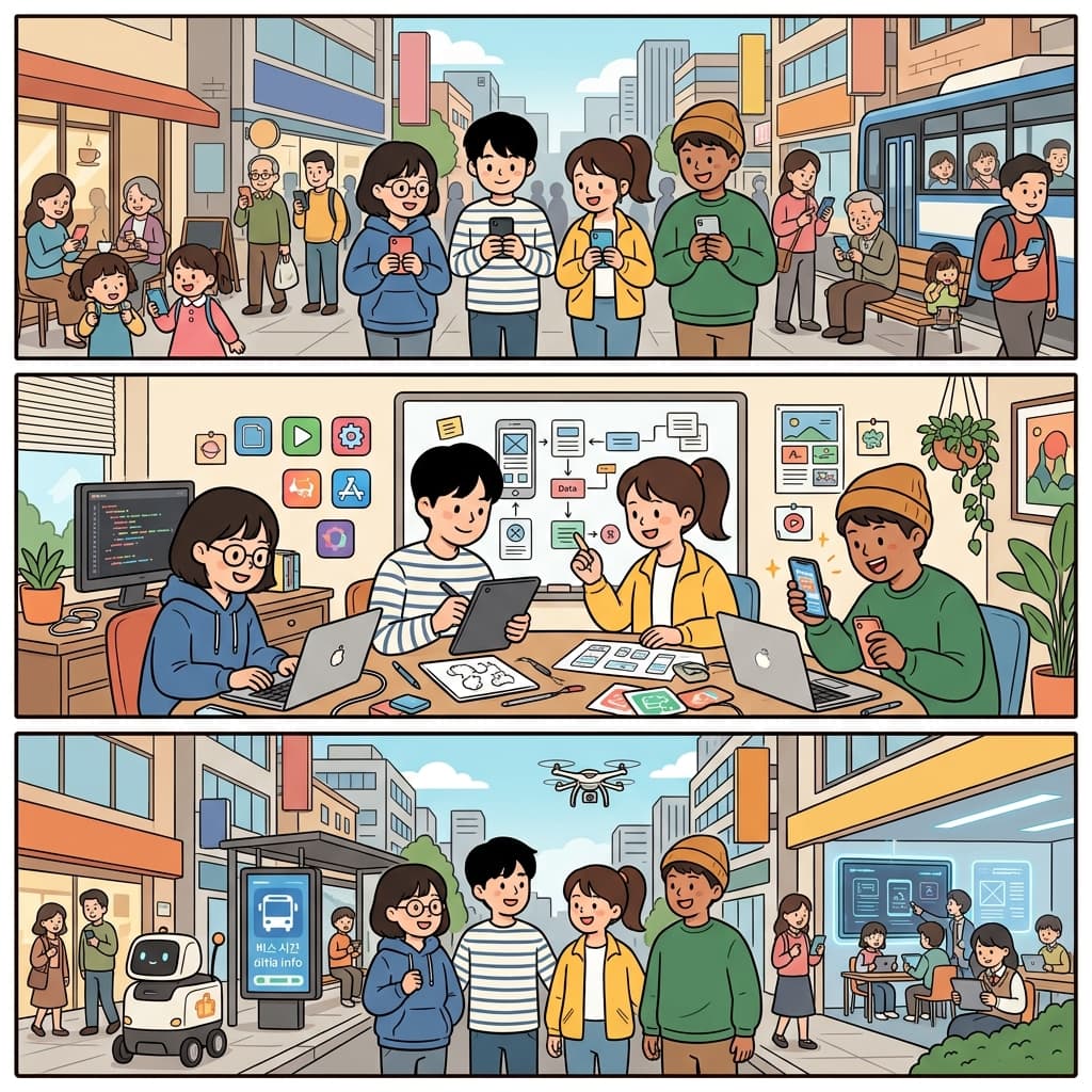 스마트폰은 시장에 널리 보급되었고, 새로운 아이디어를 만들어 내며 기업들의 혁신을 이끌었다.