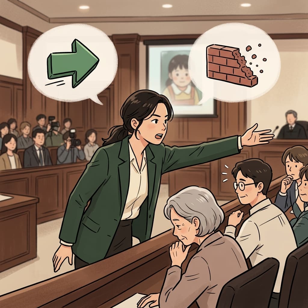 그 변호사는 강력한 논리와 감정적인 이야기로 배심원들을 설득했다.
