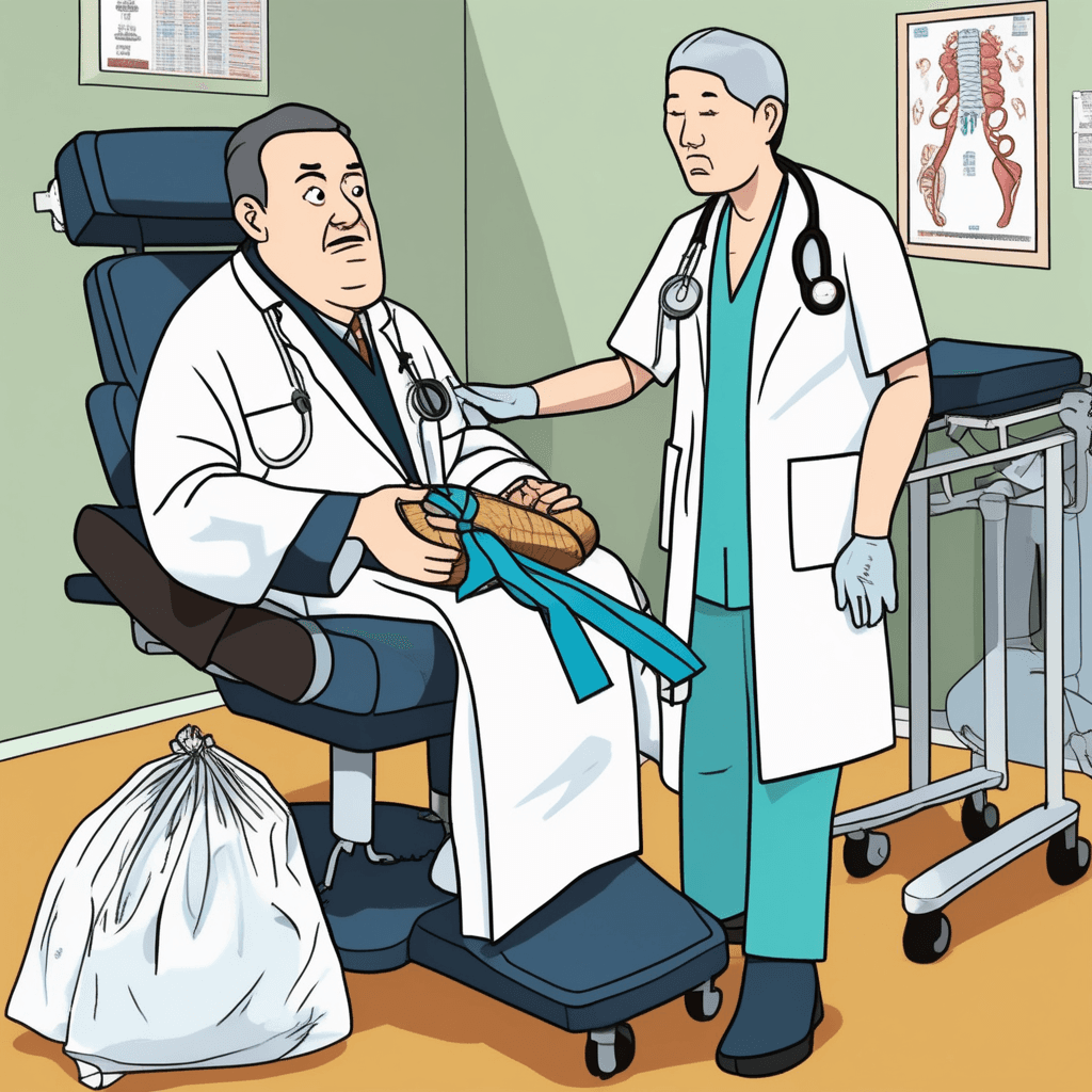 포대로 발목을 정성껏 감싸주는 발 전문의사! 족부 치료의 달인이네요!