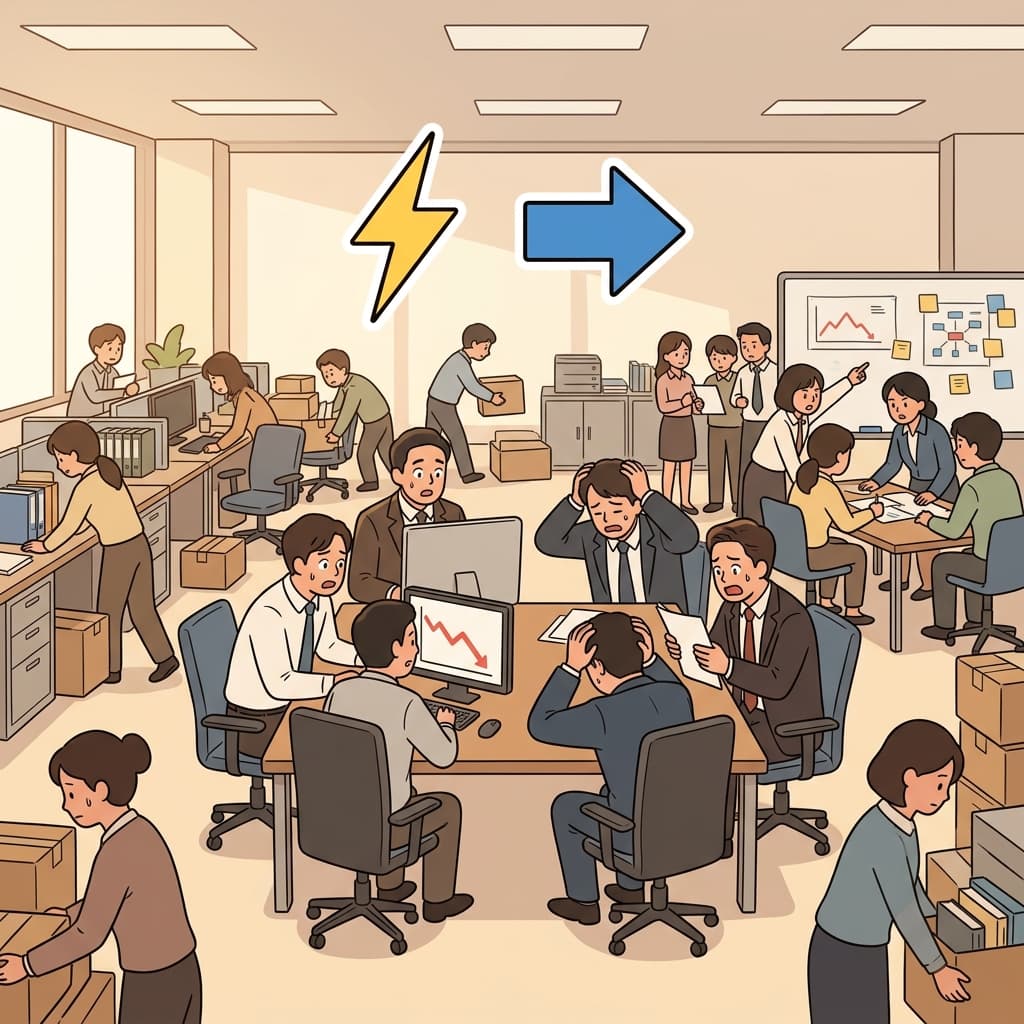 경제 위기는 회사의 큰 변화를 촉발했다.