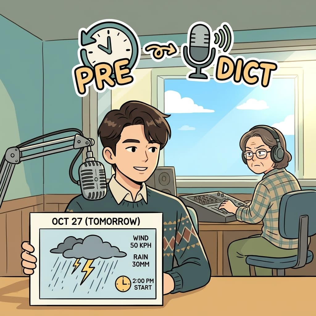 프리 — 일어나기 전에 — 딕트 — 소리 내어 말해라. 그것이 predict다.