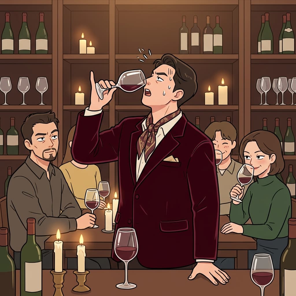 와인 전문가인 척하다가 라벨 읽기에서 딱 걸렸다.