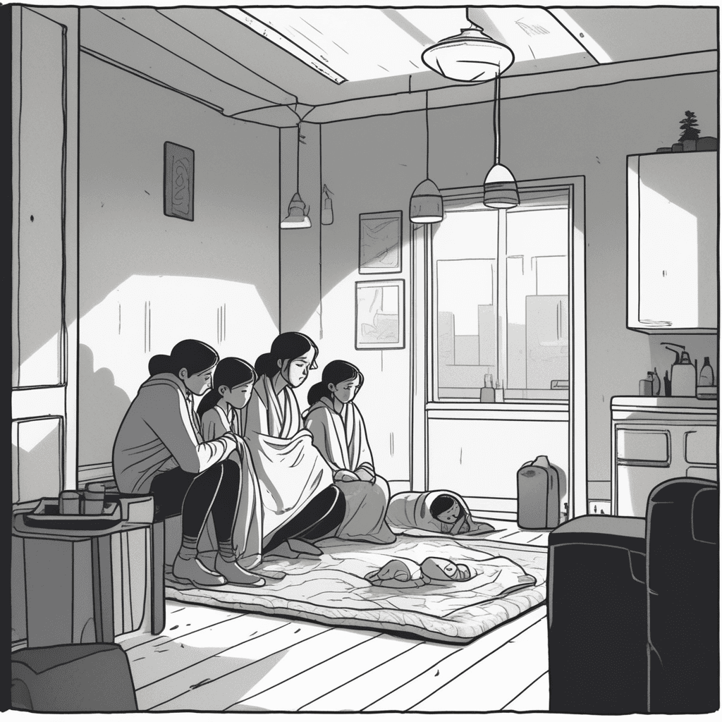 음식이나 따뜻함 같은 인간의 기본적 필요가 부족하거나 결핍된 상태, 궁핍