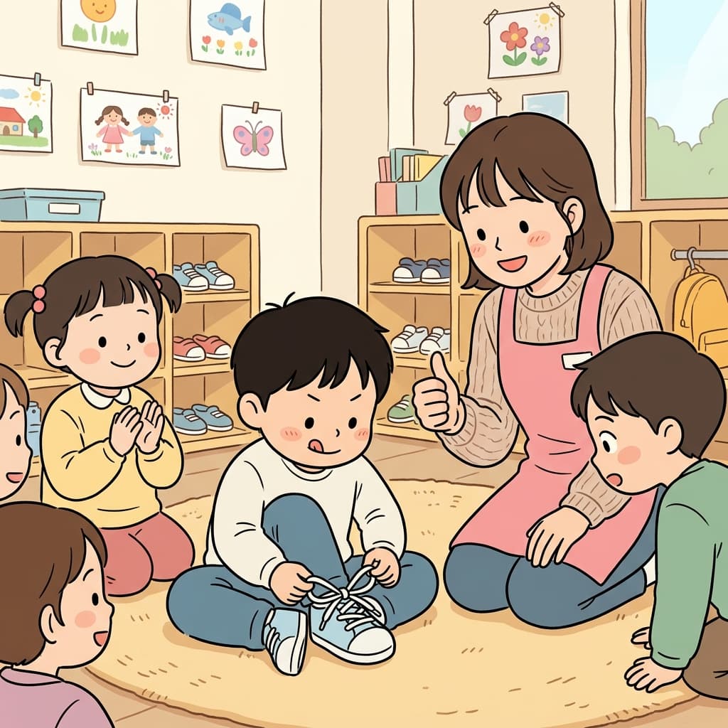 드디어 혼자서 신발끈을 제대로 묶을 수 있게 됐다.