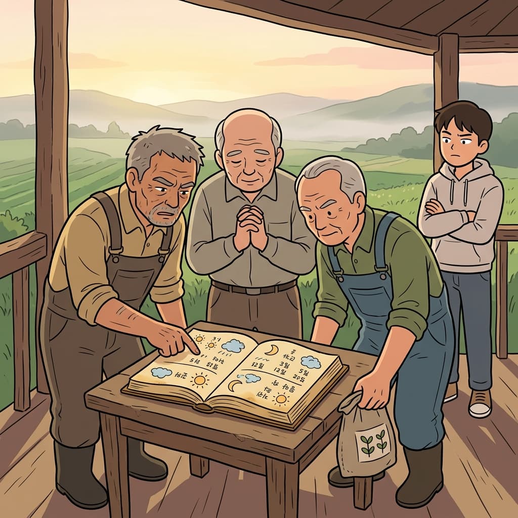 농부들은 오래된 달력의 날씨 예언을 꽤 믿는다.