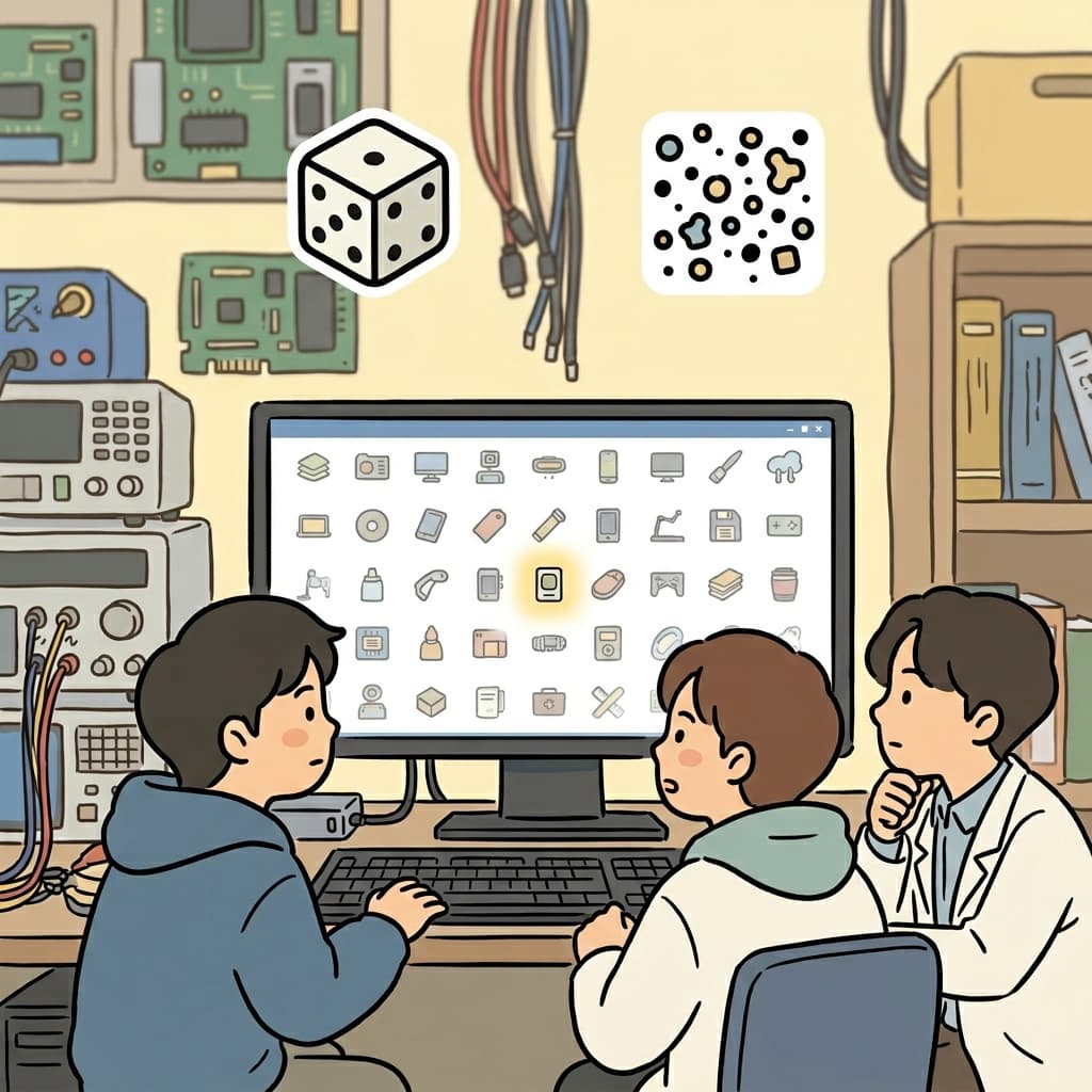 컴퓨터는 아무런 규칙 없이 서로 다른 아이콘들을 무작위로 생성했다.