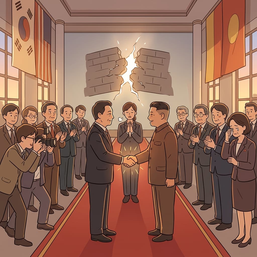 오랜 갈등 끝에 두 정상이 악수하며 관계를 회복했다.