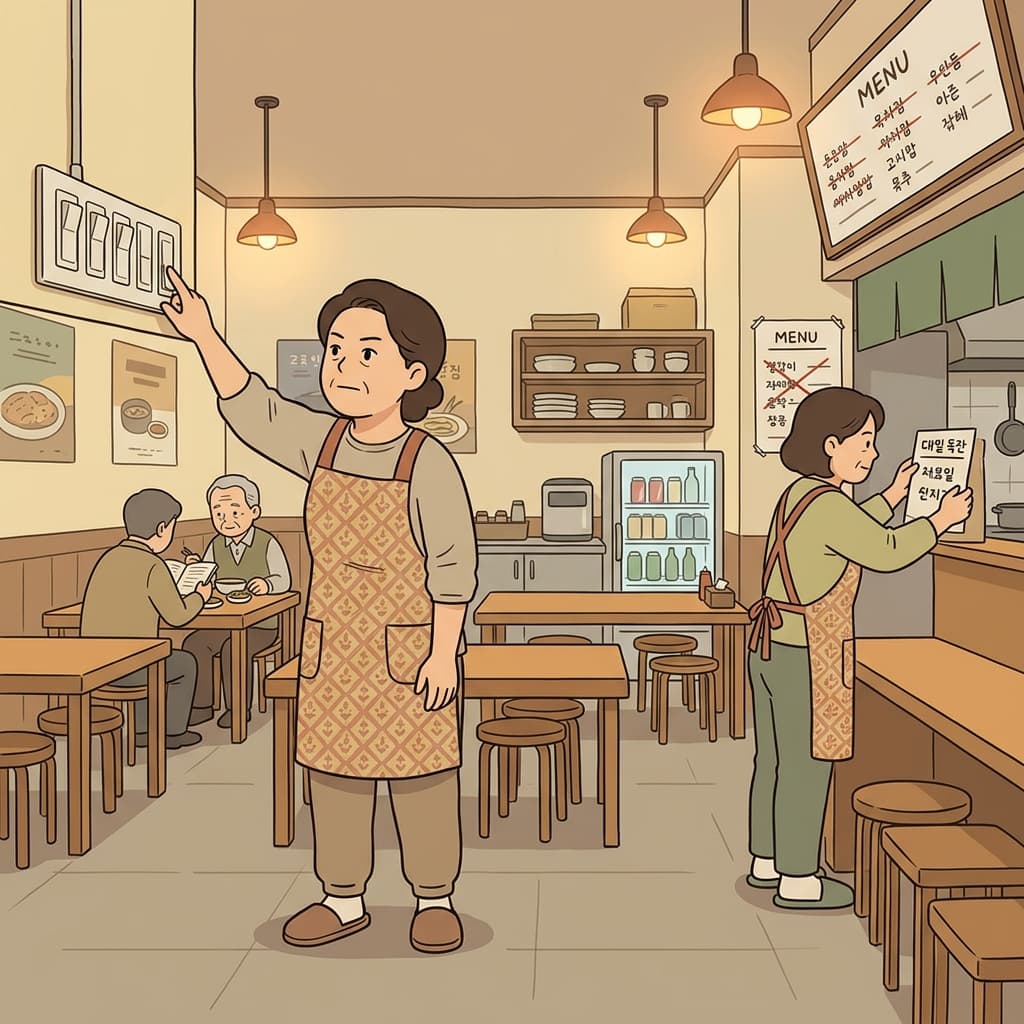 그 식당은 불필요한 비용을 줄이며 경기 침체를 버텨 냈다. (그 식당은 경기 침체가 오자 비용이 많이 드는 것들을 모두 Reset했다.)