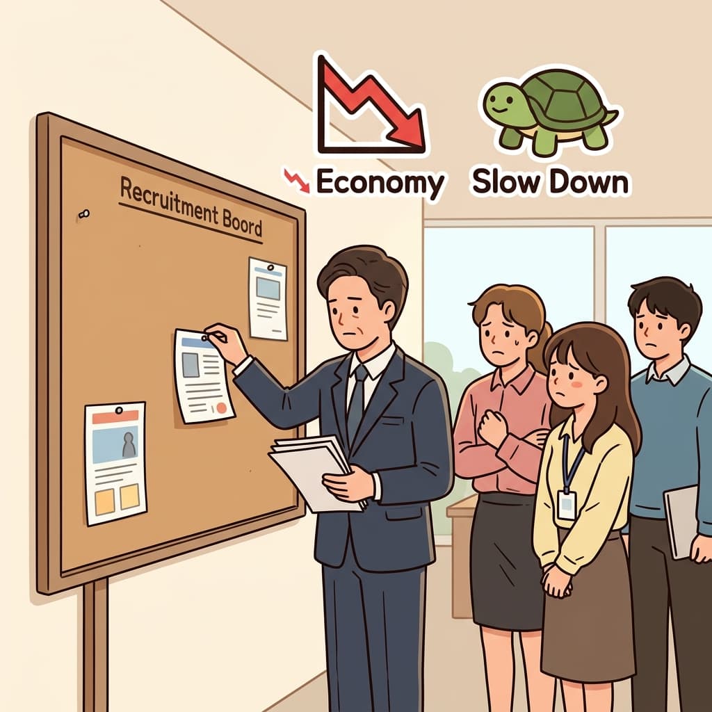 경기 침체로 많은 기업이 채용을 줄였다.
