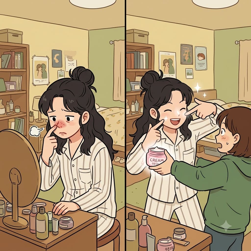 "내(re) 코(com) 맨(men)들(d)해진 것 좀 봐!" 그녀는 친구에게 그 마법의 피부 크림을 신나게 추천하기로(recommend) 했다.