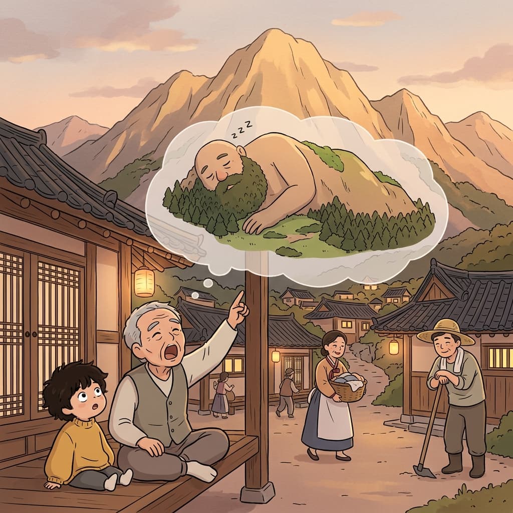 마을 사람들은 그 산을 '잠든 거인'이라 부른다.