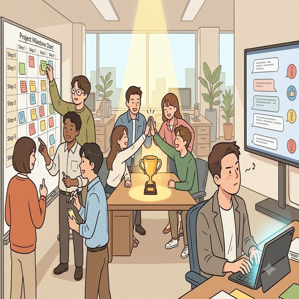 궁극적인 성공(success)을 달성하기 위해 일일 진척도(progress)를 추적하며, 팀은 피드백에 매우 즉각적으로 반응했다(responsive).