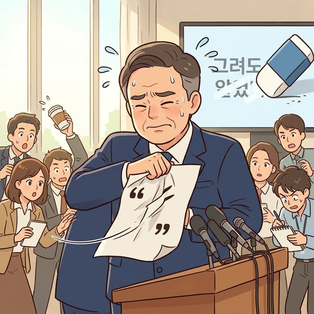그 의원은 카메라 앞에서 잘못된 발언을 철회해야 했다.