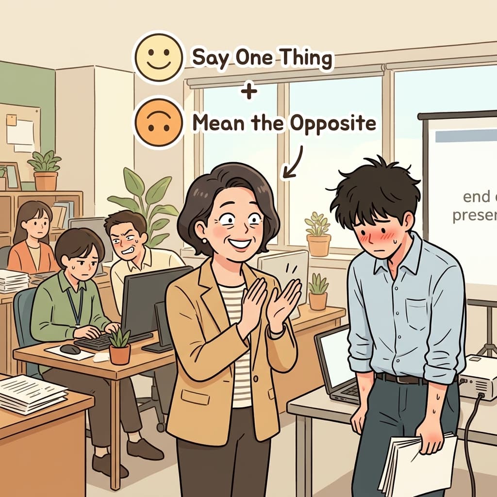 프로젝트가 실패하자 그녀는 "정말 잘했네."라고 비꼬듯 말했다.