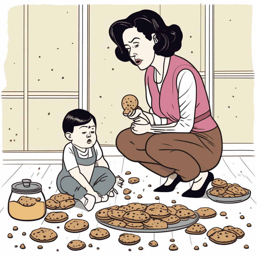 엄마가 아이를 꾸짖고 있다