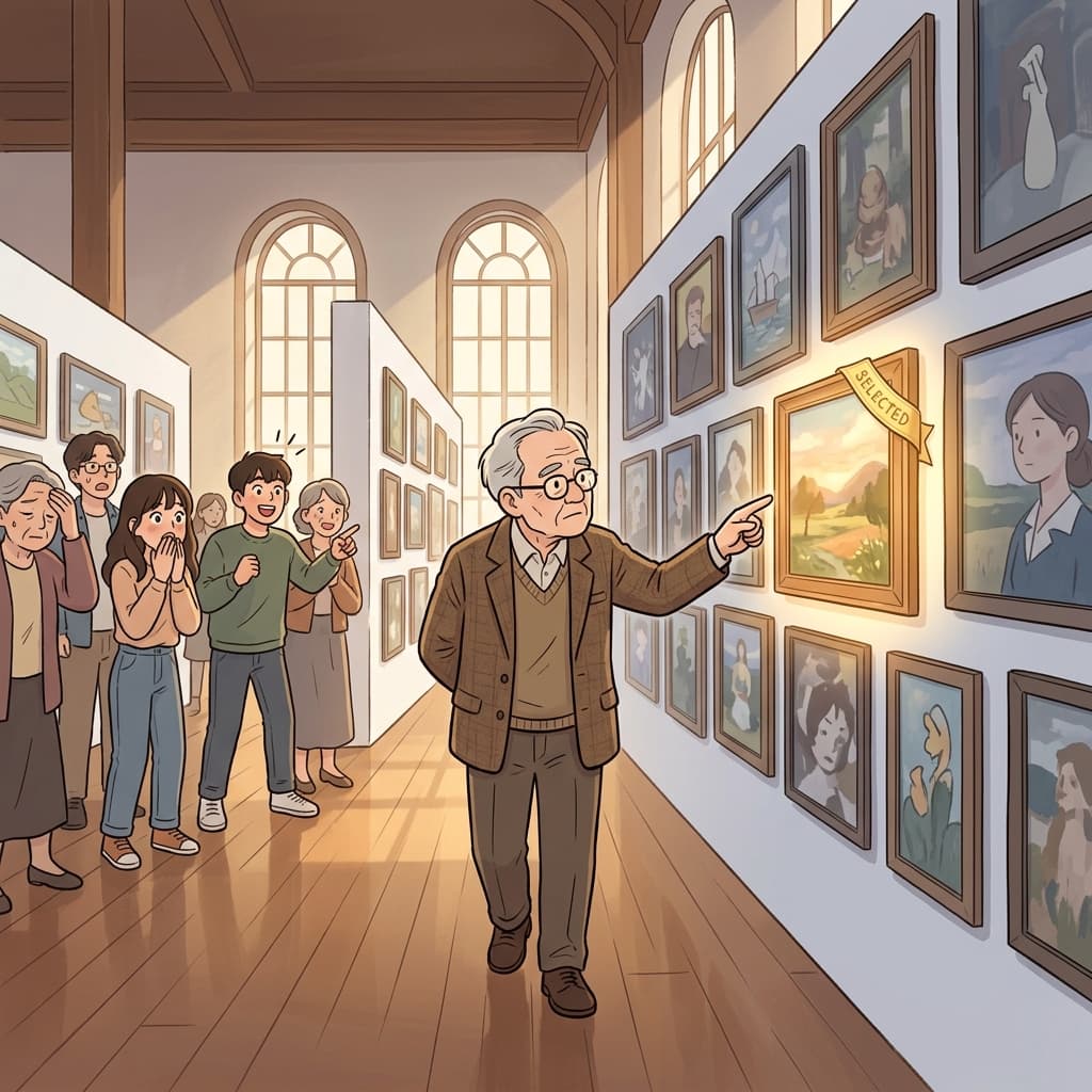 심사위원이 수많은 작품 중에서 우승작을 골랐다.