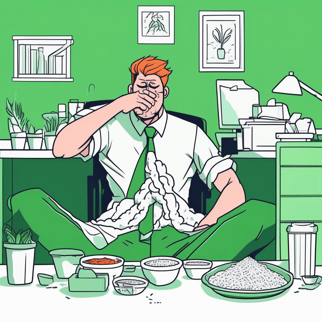 식은밥에 리브 갈비 먹고 배탈! 급하게 병가 신청서 작성 중!