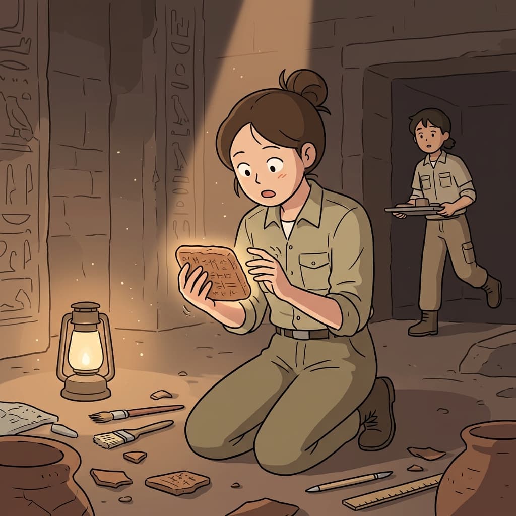 고고학자가 작은 점토판 하나의 엄청난 의미를 깨닫는 순간.