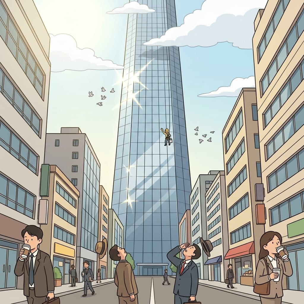 새로 지은 마천루가 도심의 모든 건물을 압도한다.