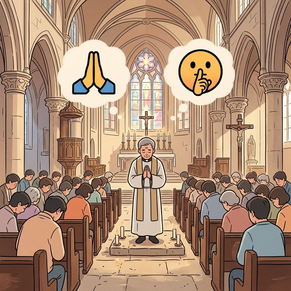 신부는 의식이 시작되기 전에 엄숙하게 기도했다.