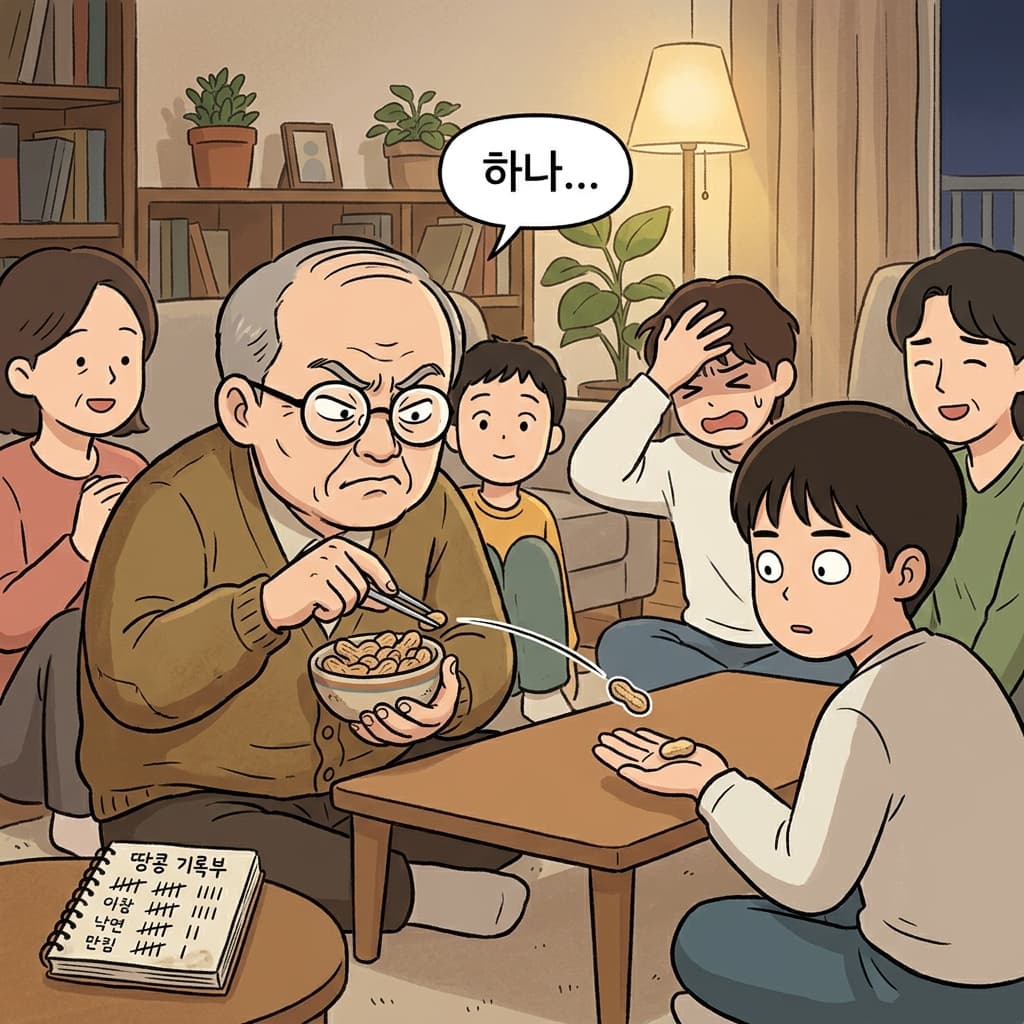 짠돌이 삼촌은 땅콩 한 알까지 세어가며 나눠준다.