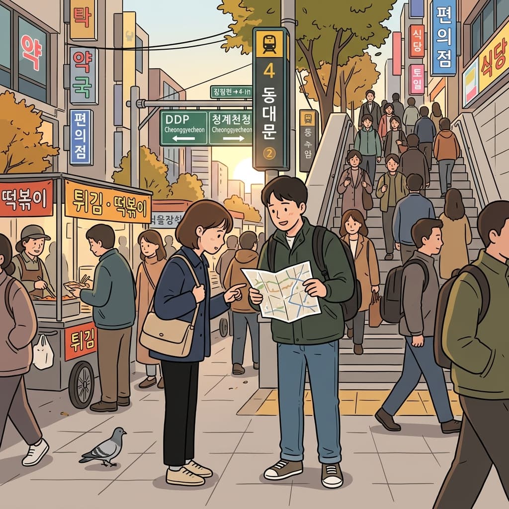 지하철역 앞에서 처음 보는 사람이 길을 물어봤다.
