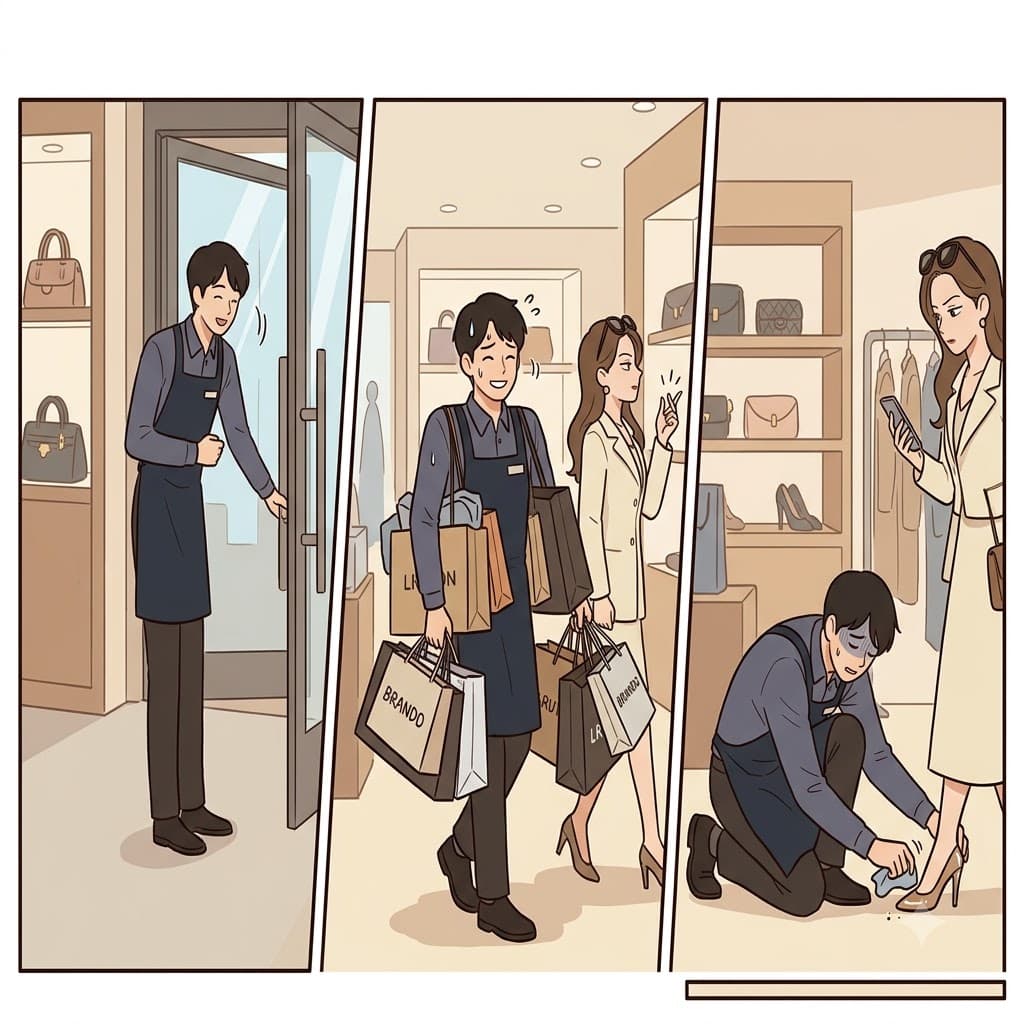매사를 편리하게(convenient) 만들려 애쓰고 지나치게 순종적으로(obedient) 굴다가, 그 점원은 결국 완전히 비굴할 정도로 맹종하게(subservient) 되었다.