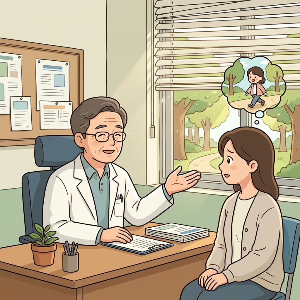 의사가 매일 아침 짧은 산책을 해보라고 권했다.