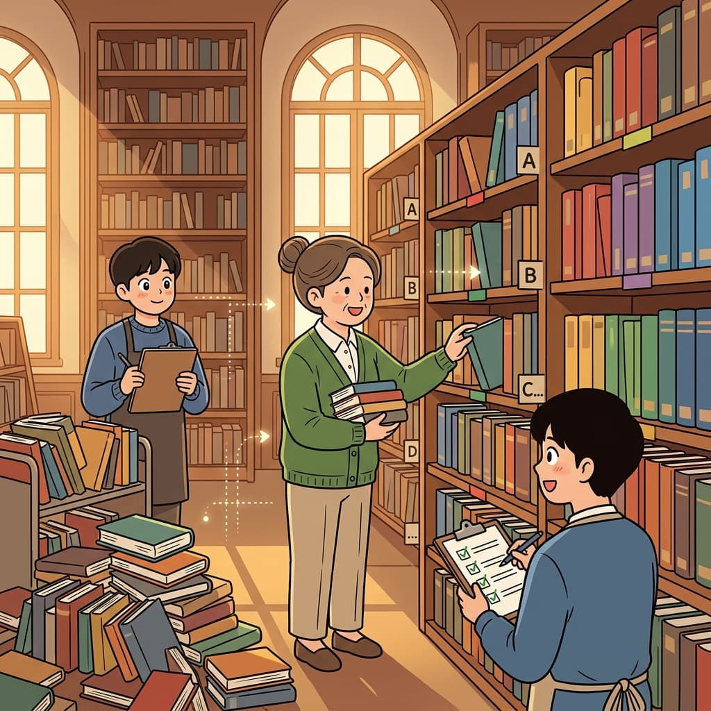 사서가 책들을 하나하나 체계적으로 정리하니 서고가 완전히 달라졌다.