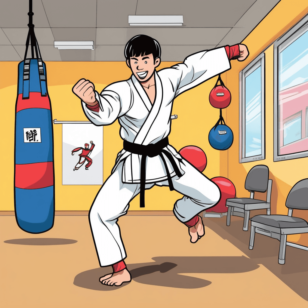 태권도 선수가 깅깅거리며 모든 곳에 태그를 달아준다!