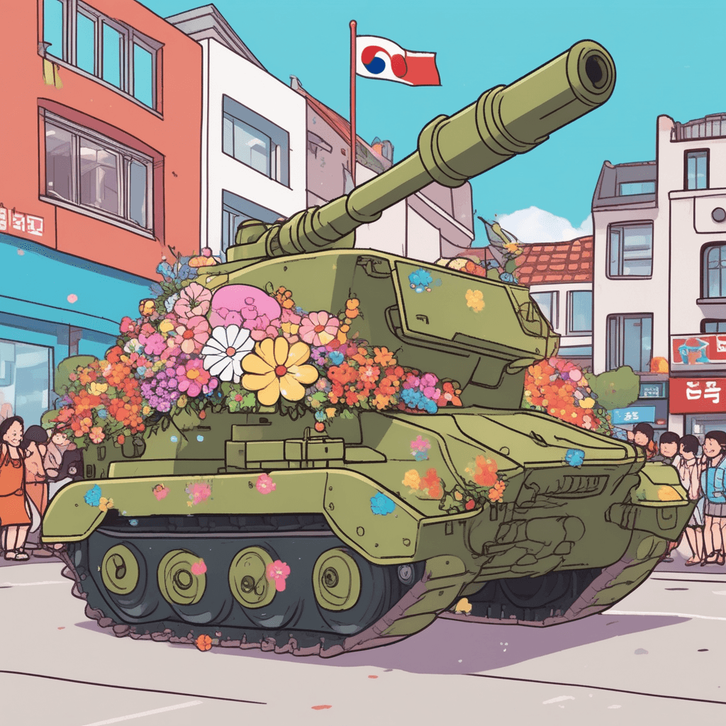 땡크가 지나가며 '땡큐!' 하고 감사 인사!