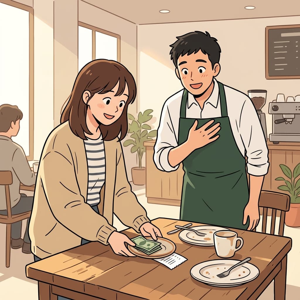 브런치가 마음에 들어서 테이블에 팁을 두둑이 놓고 나왔다.