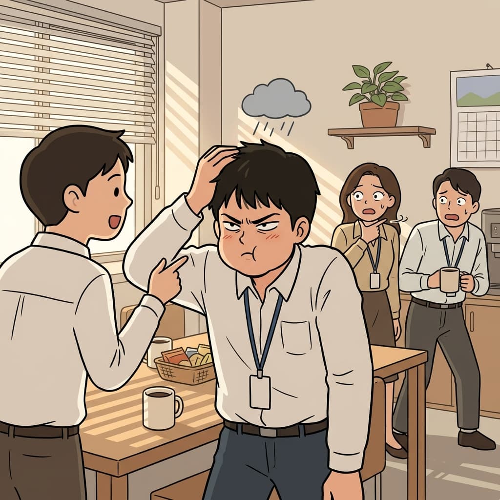그 사람 머리 얘기만 나오면 예민해져서 다들 조심한다.