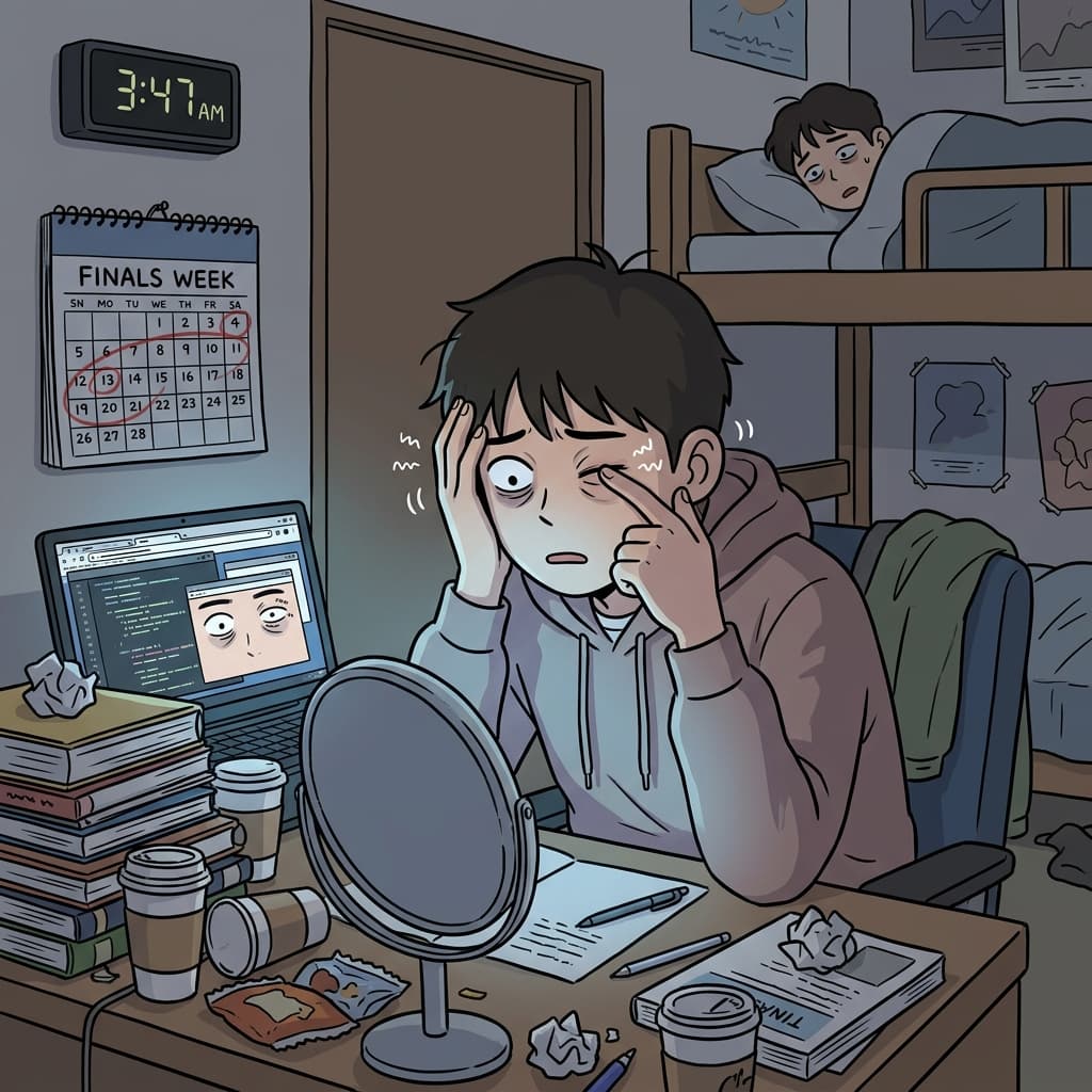 시험 앞두고 사흘 밤샜더니 눈이 자꾸 씰룩거린다.