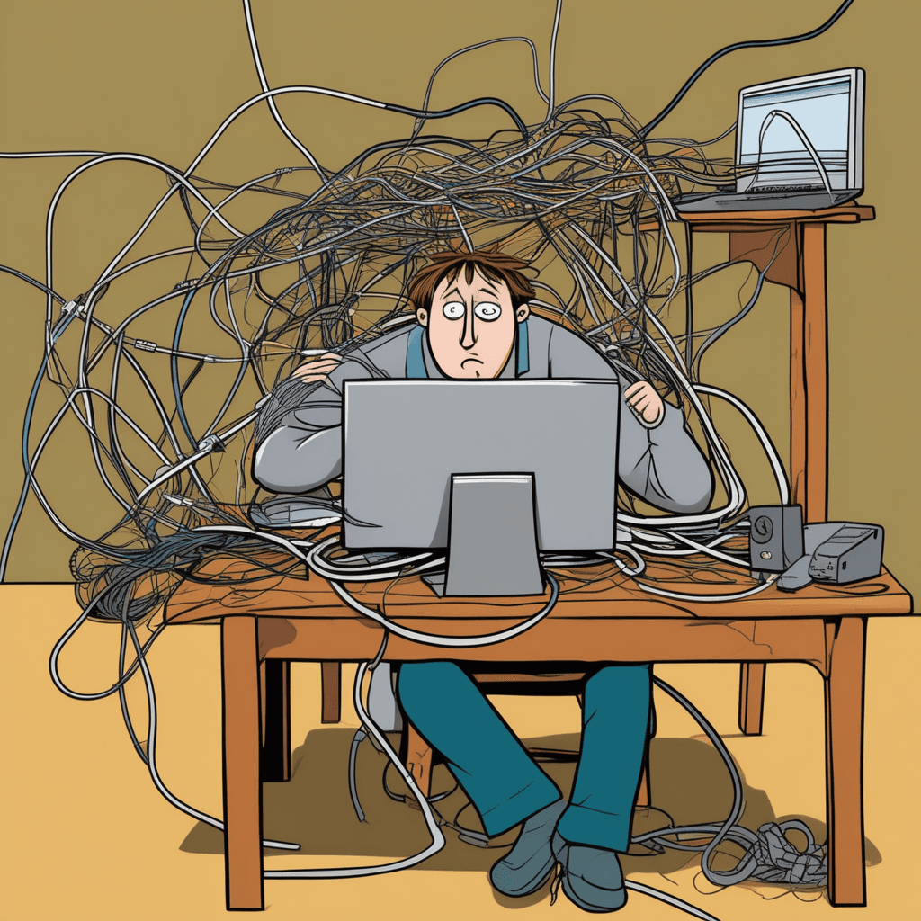 테이블 위 케이블, 풀 수가 없어!