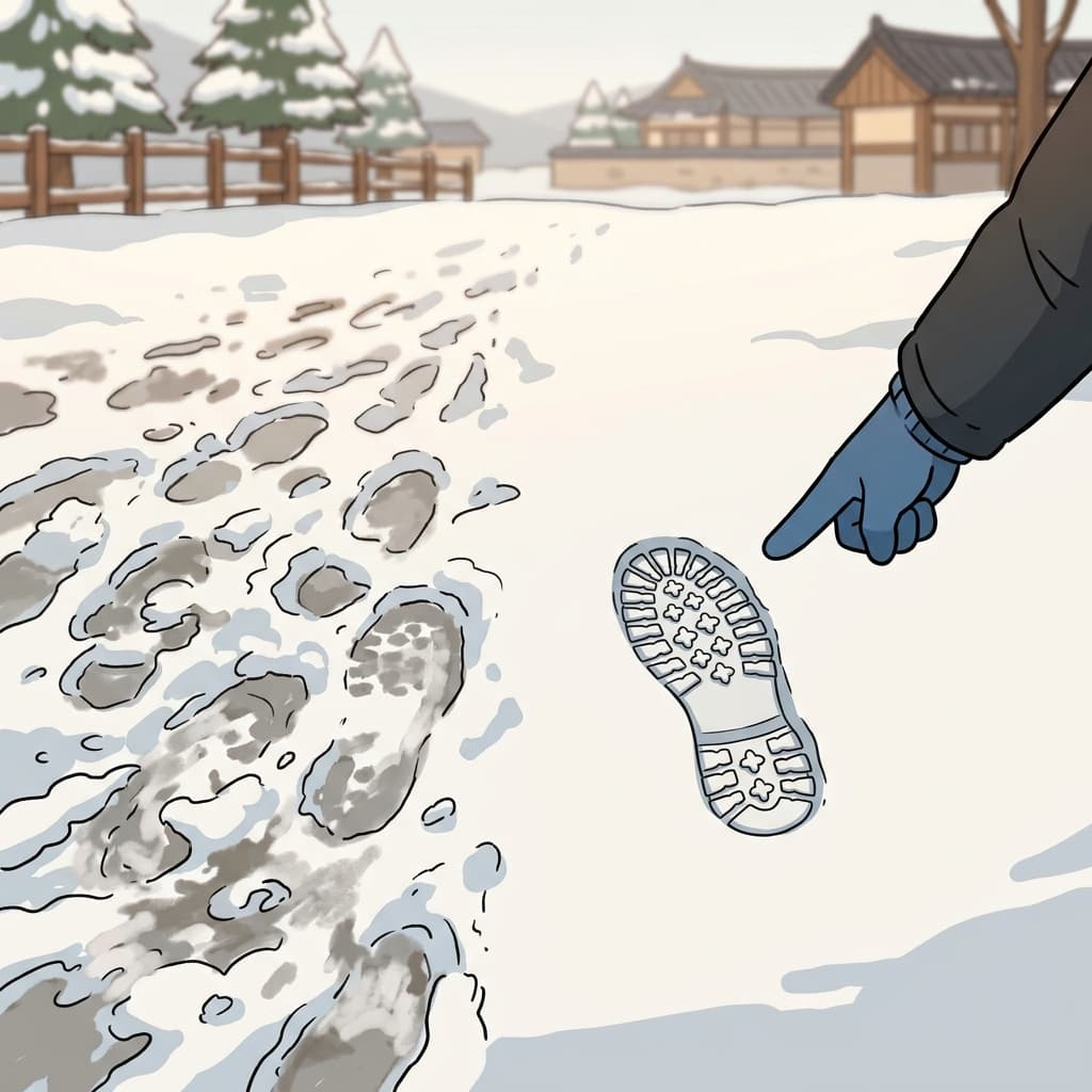 뭉개진 진흙 자국들과 달리, 깊게 파인 단 하나의 군화 자국은 명백하고 분명한(unambiguous) 단서였다.