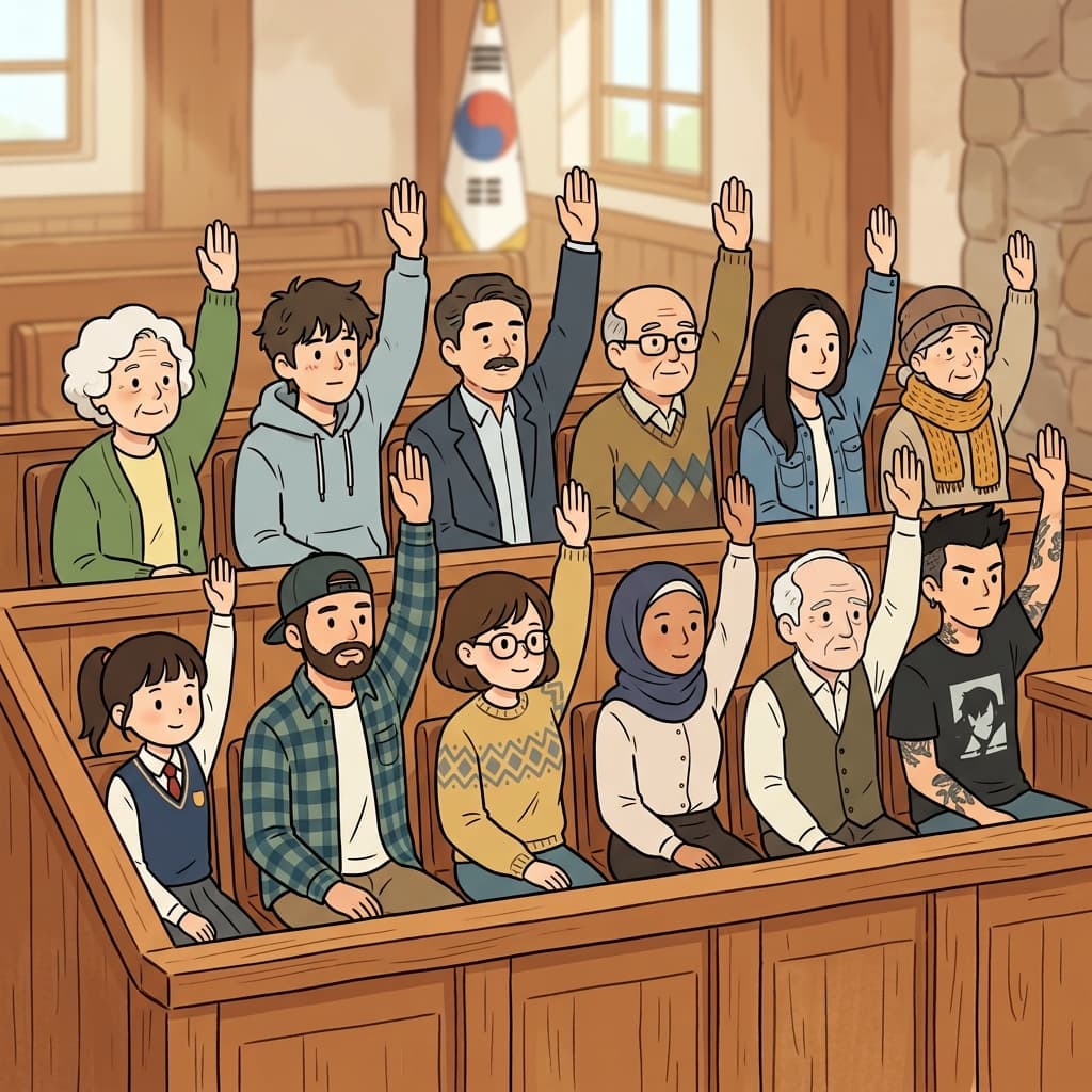 12명의 배심원은 손을 들어 만장일치로(unanimously) 그의 무죄를 선언했다.