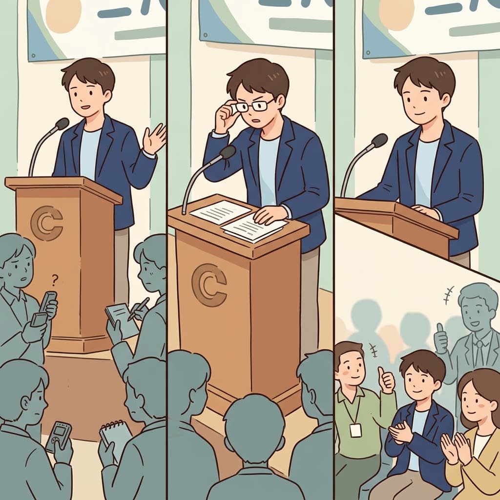 그는 문제를 축소해서 말했다가, 사실을 다시 설명하며 진실을 정확하게 전달했다.