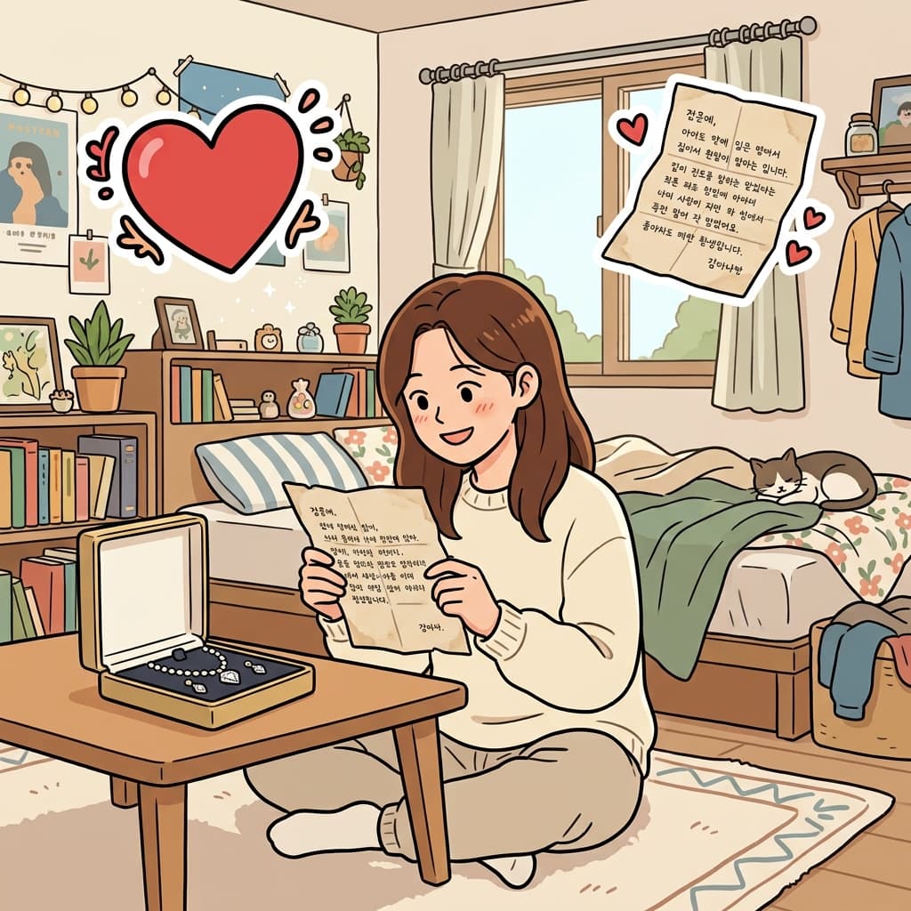 그녀는 어떤 비싼 선물보다도 할머니의 손편지를 더 소중히 여겼다.
