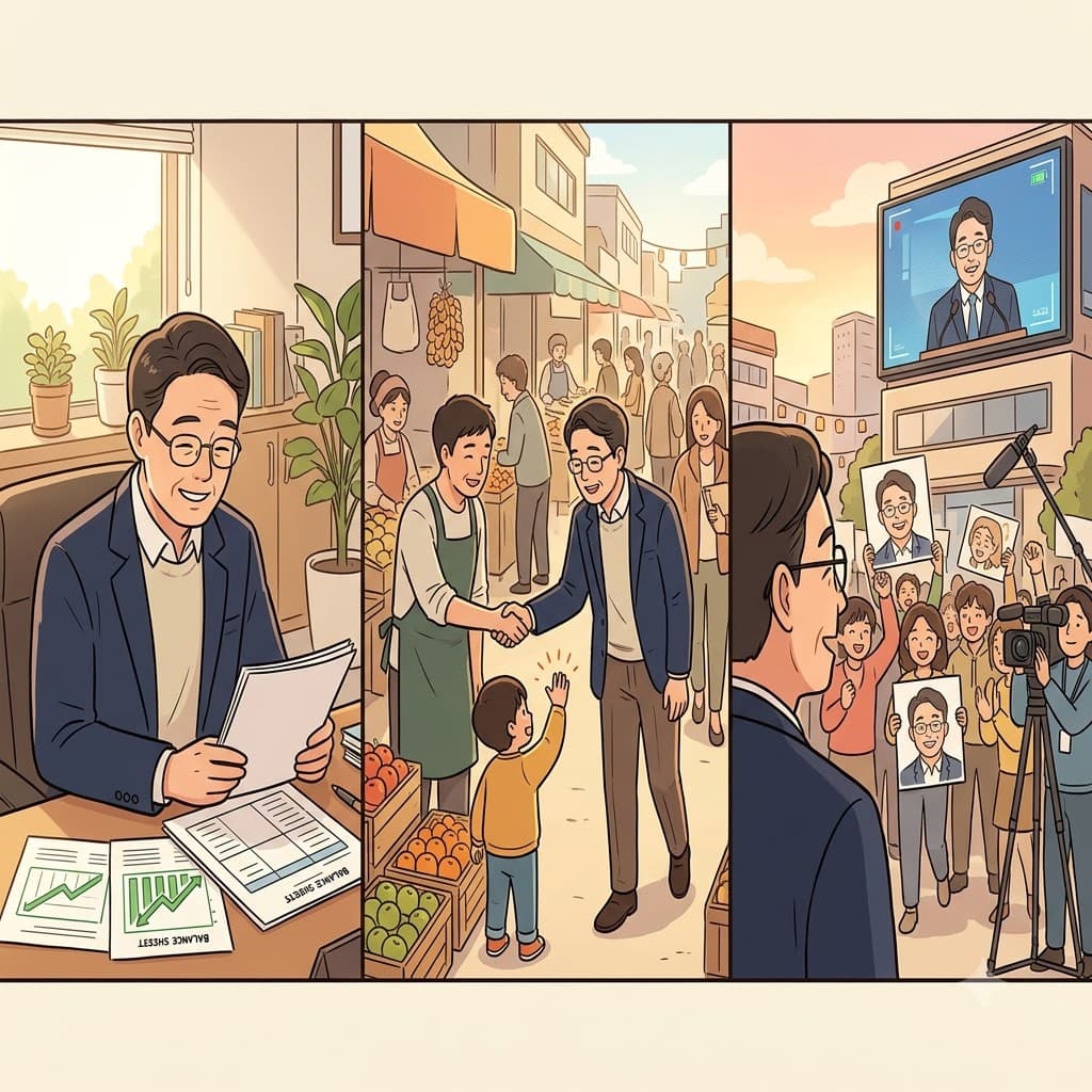 재정적 안정성(stability) 위에 사업을 세우고 따뜻한 상냥함(affability)으로 마음을 얻으며, 시장은 폭넓은 인지도와 대중적 눈에 띔(visibility)을 누렸다.