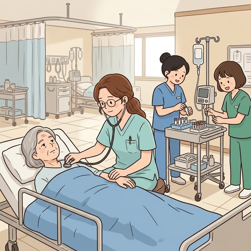 의사는 수술 전에 환자의 활력 징후를 확인했다. (응급실에서 의사가 외친다. → "바이탈 먼저 확인!")