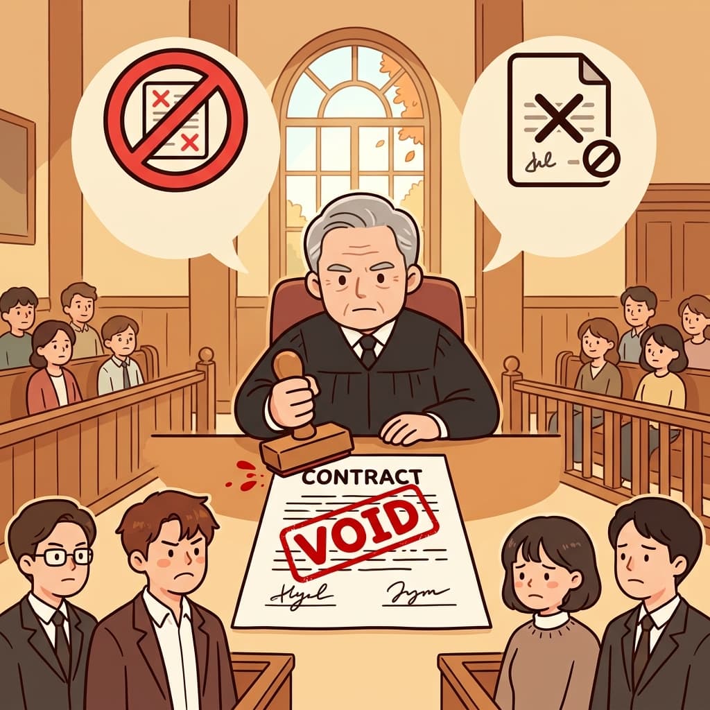 판사는 그 계약을 무효라고 판결했다.
