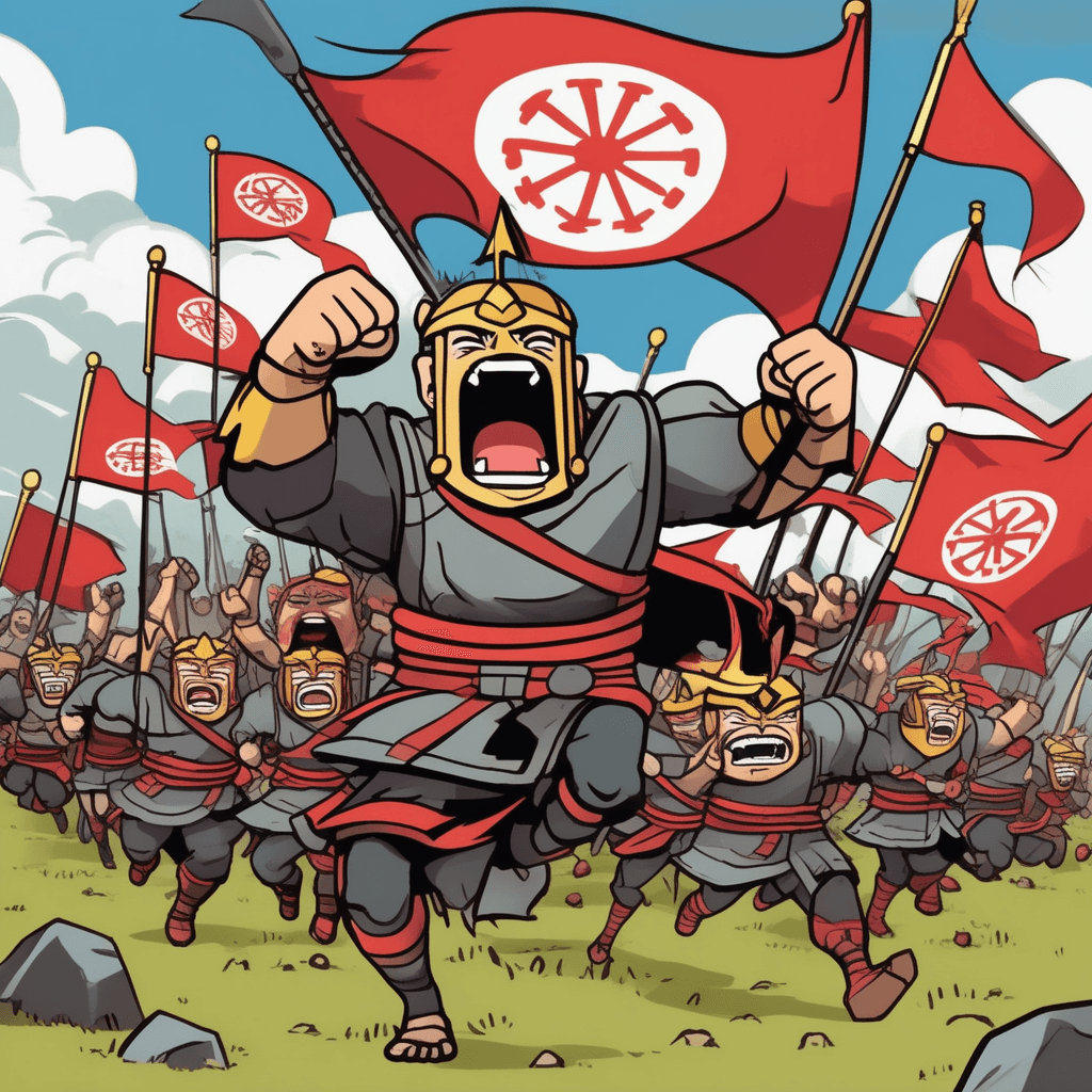 워! 워! 하고 외치며 달려가는 전사들의 전쟁!
