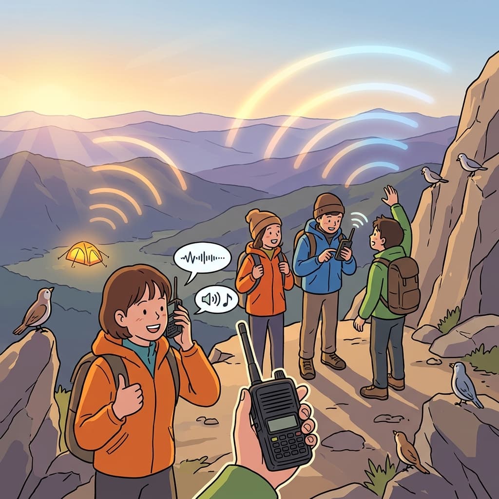 산꼭대기에서도 무전기로 베이스캠프랑 실시간 연결된다.