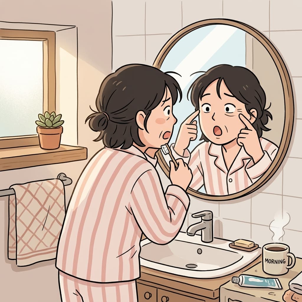 아침에 거울을 보다가 눈가에 작은 주름이 생긴 걸 발견했다.