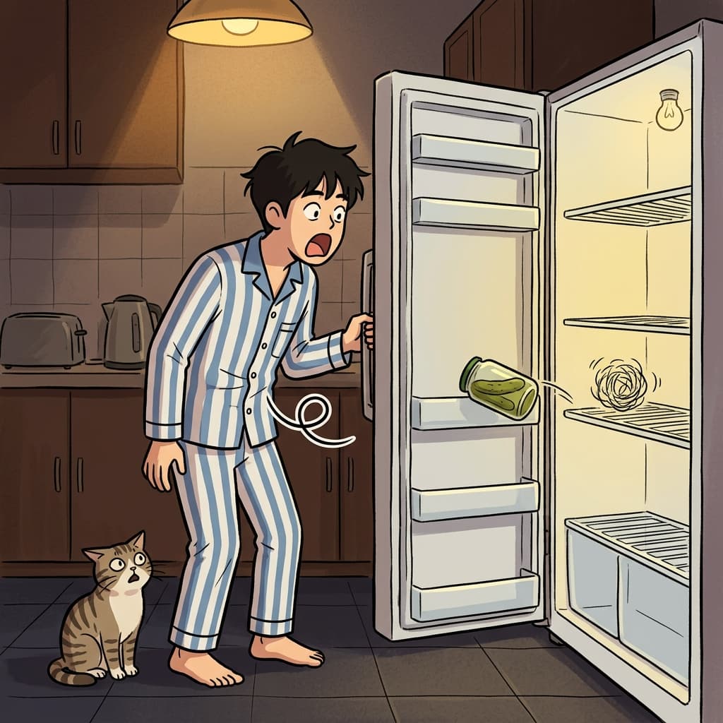 간식 좀 먹으려고 냉장고를 열었는데 아무것도 없었다.